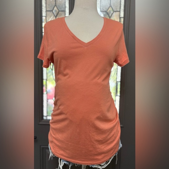 Ingrid & Isabel Maternity Women's Orange V- NeckTop - Picture 1 of 7